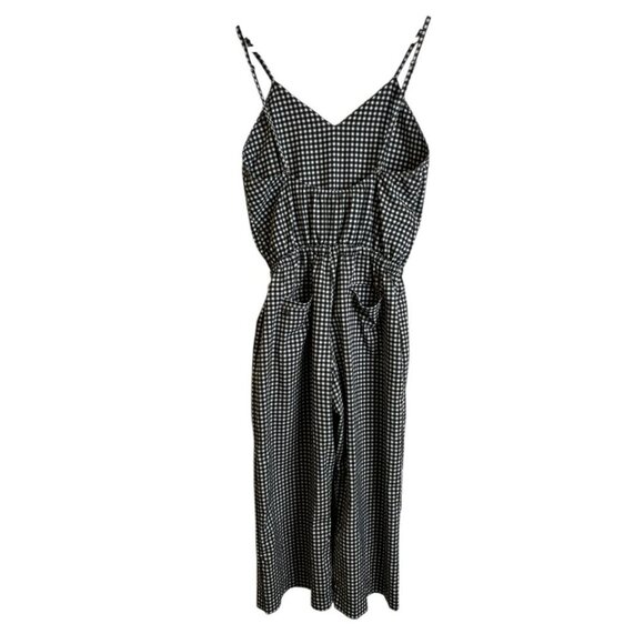 Albion Fit Gingham Jumpsuit Black White Womens Petite Size Small Jetsetter - Picture 2 of 7